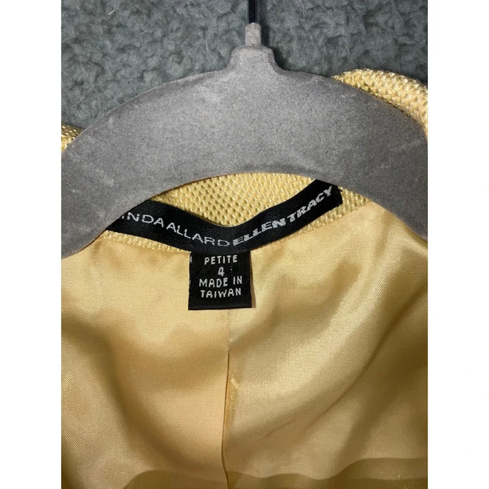 Ellen Tracy Blazer Jacket‎ Women 4 Petite Double Breasted Butter Yellow